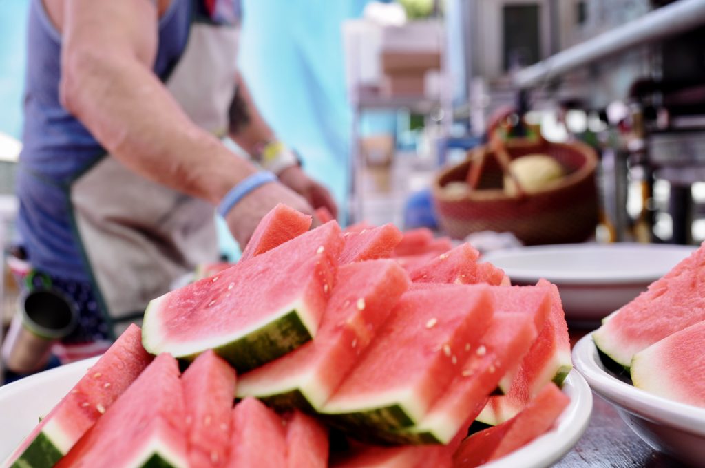 Fresh watermelon on the farm at Pickathon